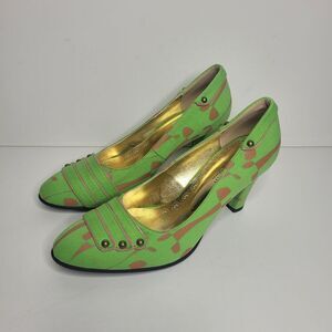 Moojoo Ken Canvas Artsy Eclectic High Heels Unique Grunge Party Size 7.5